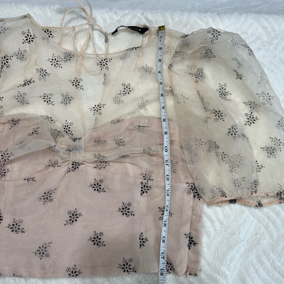 Zara Sheer Floral Blouse - Black and Cream - Picture 9 of 11